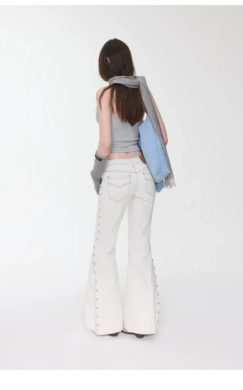 CAT-WHISKER STUDDED FLARED JEANS – 2colors