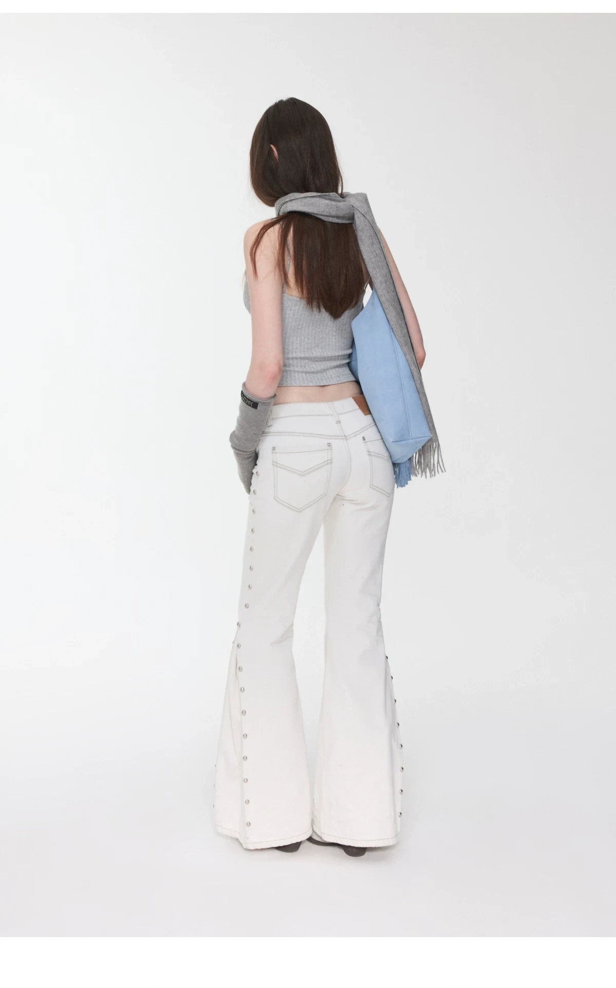 CAT-WHISKER STUDDED FLARED JEANS – 2colors