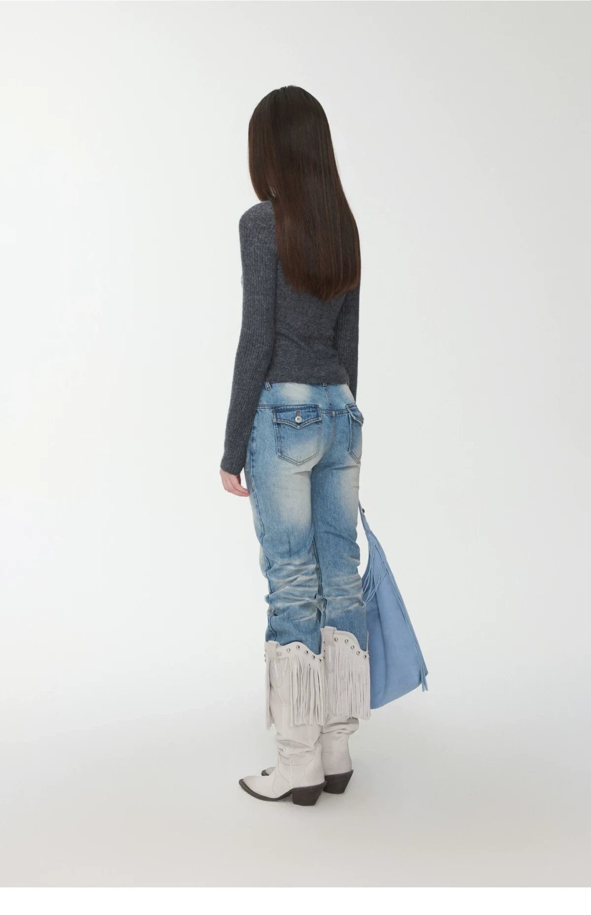 FAIR ISLE CONTRAST-PANEL HIGH-NECK KNIT TOP – 3colors