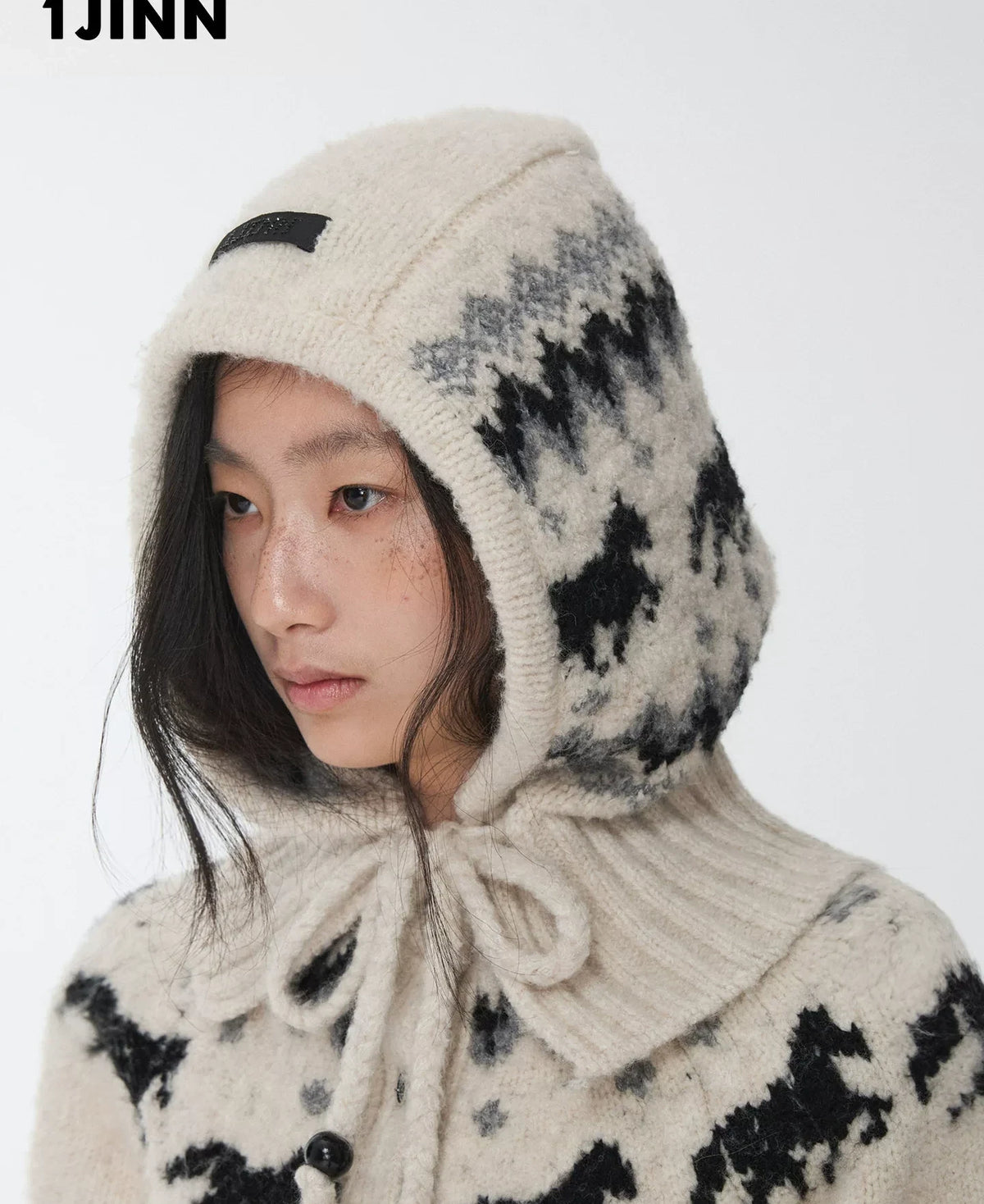 FAIR ISLE PONY JACQUARD KNIT HOOD – 3colors