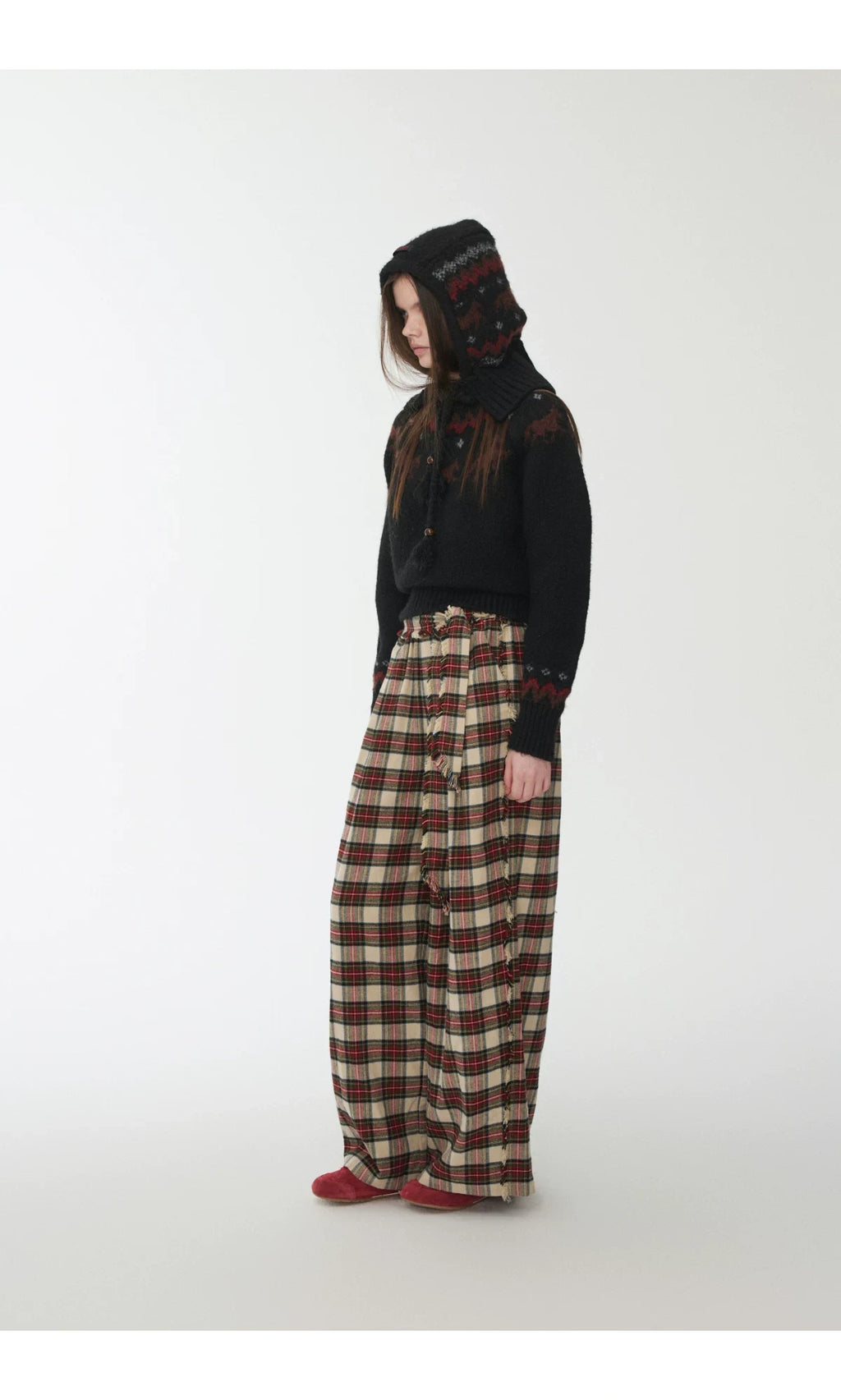 FAIR ISLE PONY JACQUARD KNIT HOOD – 3colors
