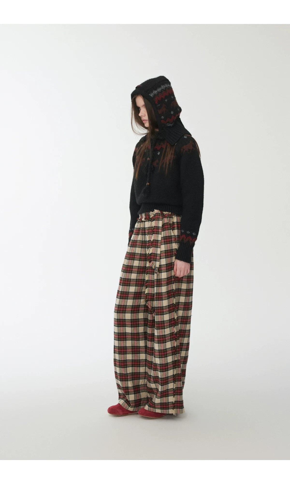 FAIR ISLE PONY JACQUARD KNIT HOOD – 3colors