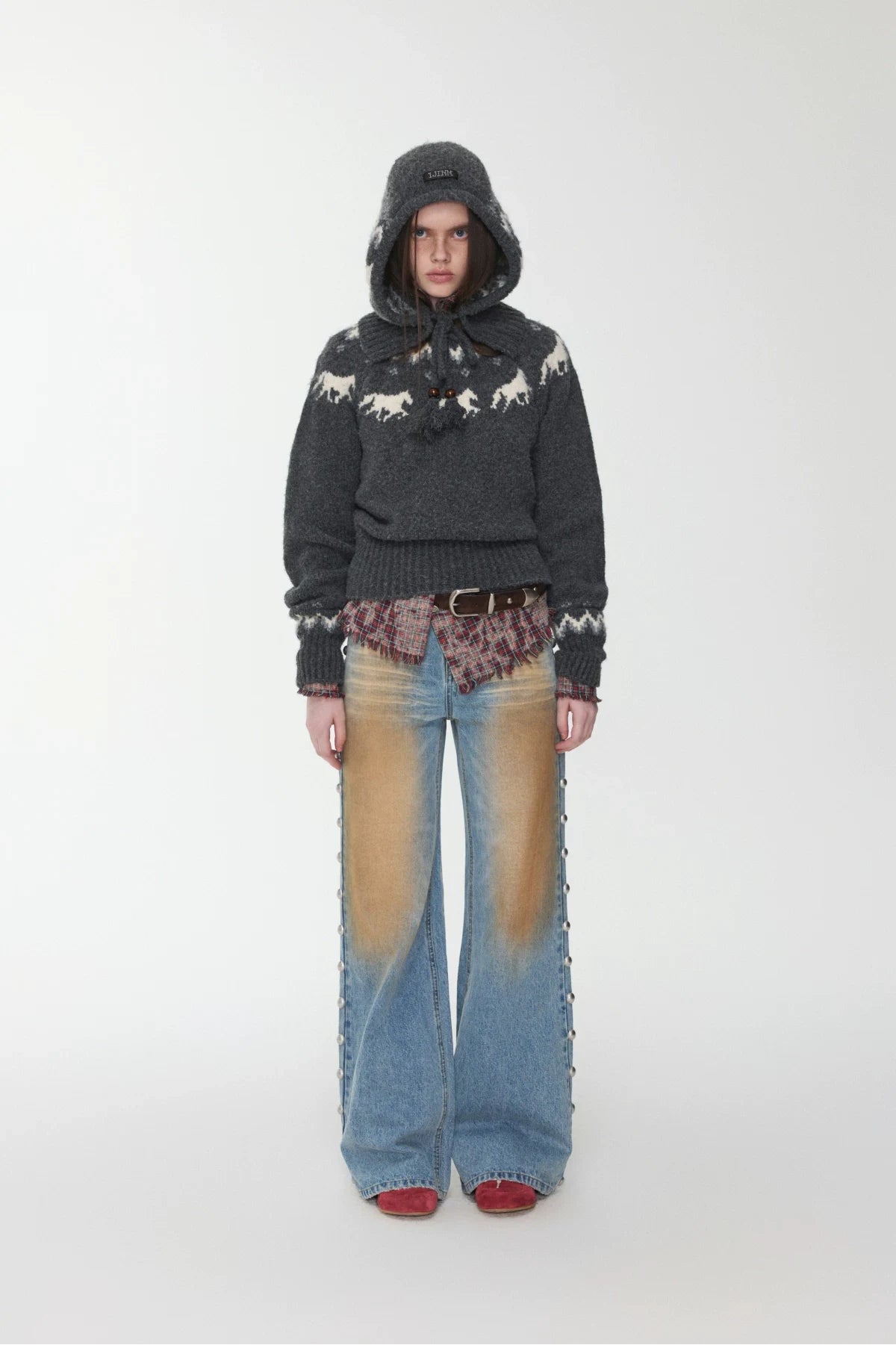FAIR ISLE PONY JACQUARD KNIT HOOD – 3colors