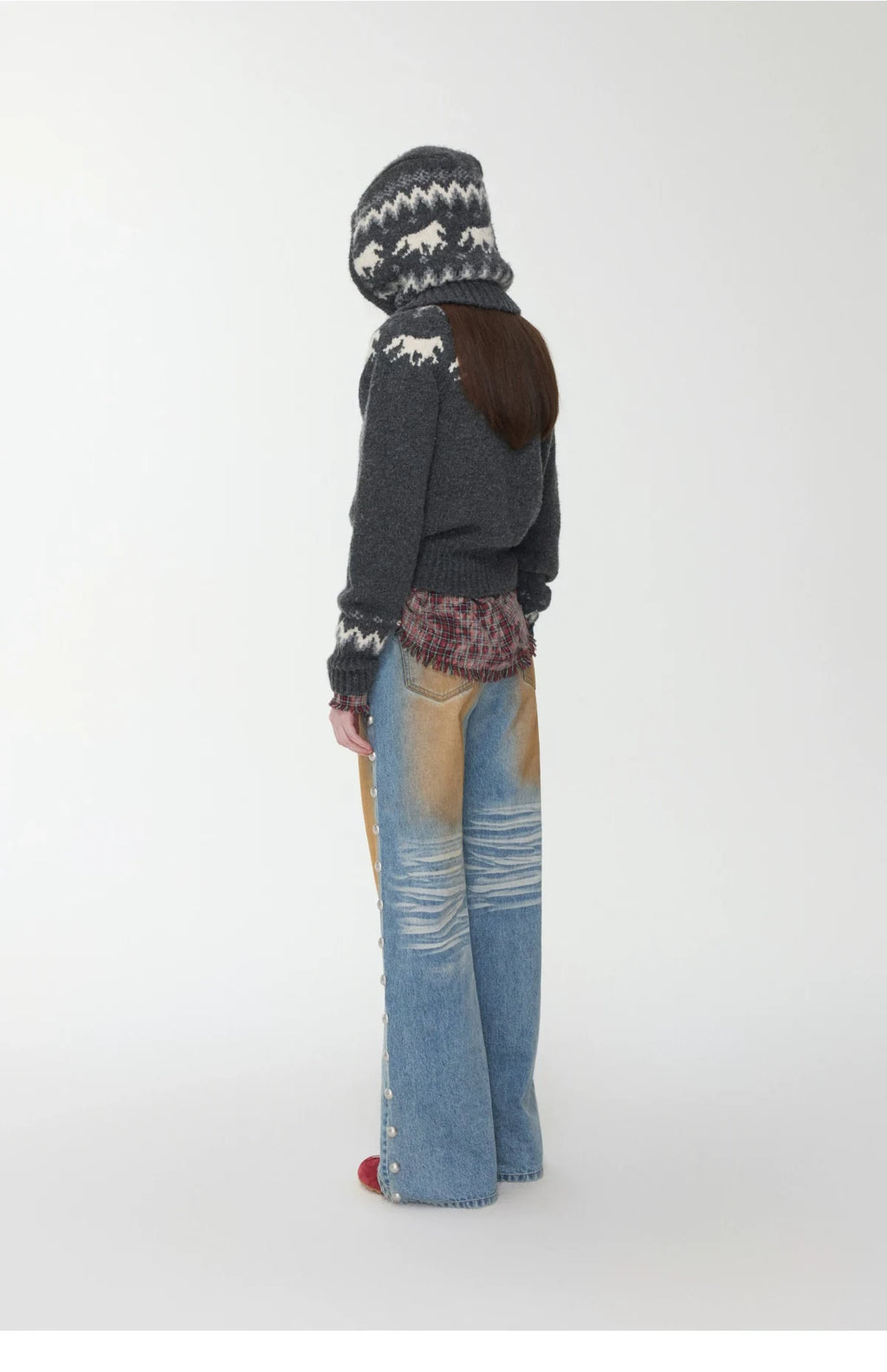 FAIR ISLE PONY JACQUARD KNIT HOOD – 3colors