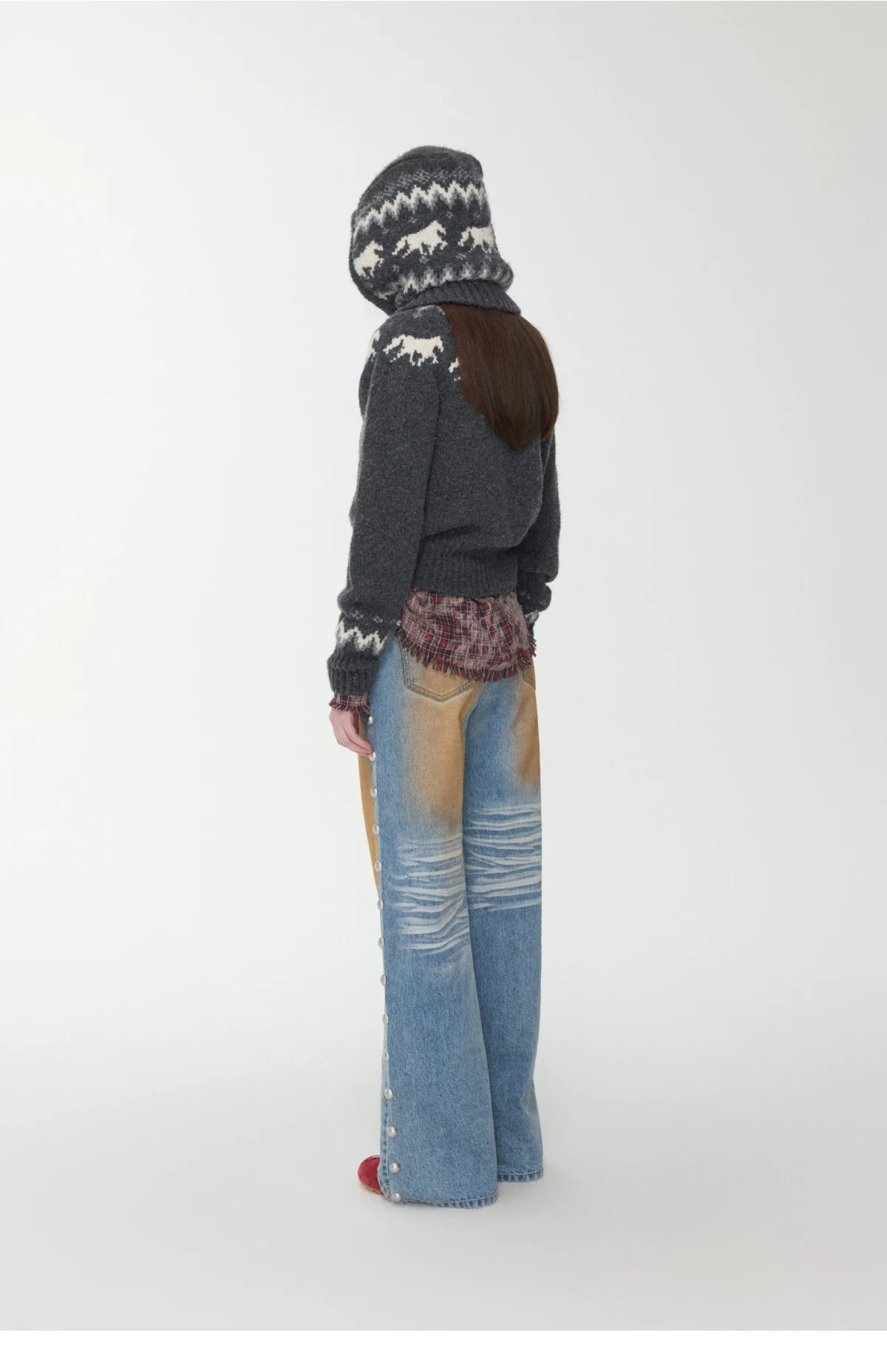 FAIR ISLE PONY JACQUARD KNIT HOOD – 3colors