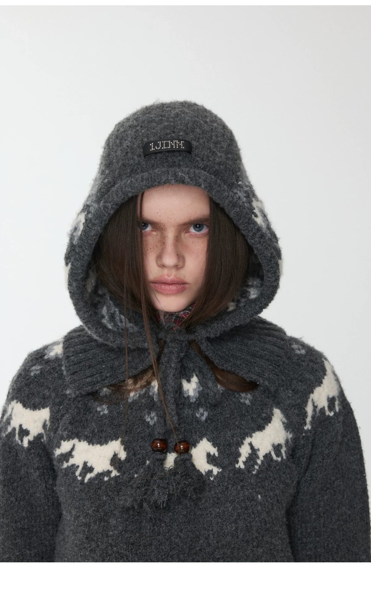FAIR ISLE PONY JACQUARD KNIT HOOD – 3colors