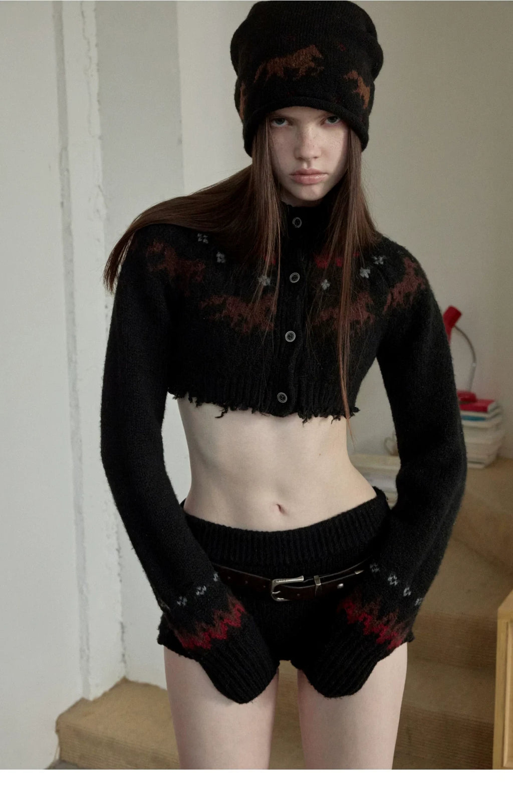 FAIR ISLE PONY JACQUARD SLOUCH BEANIE – 3colors