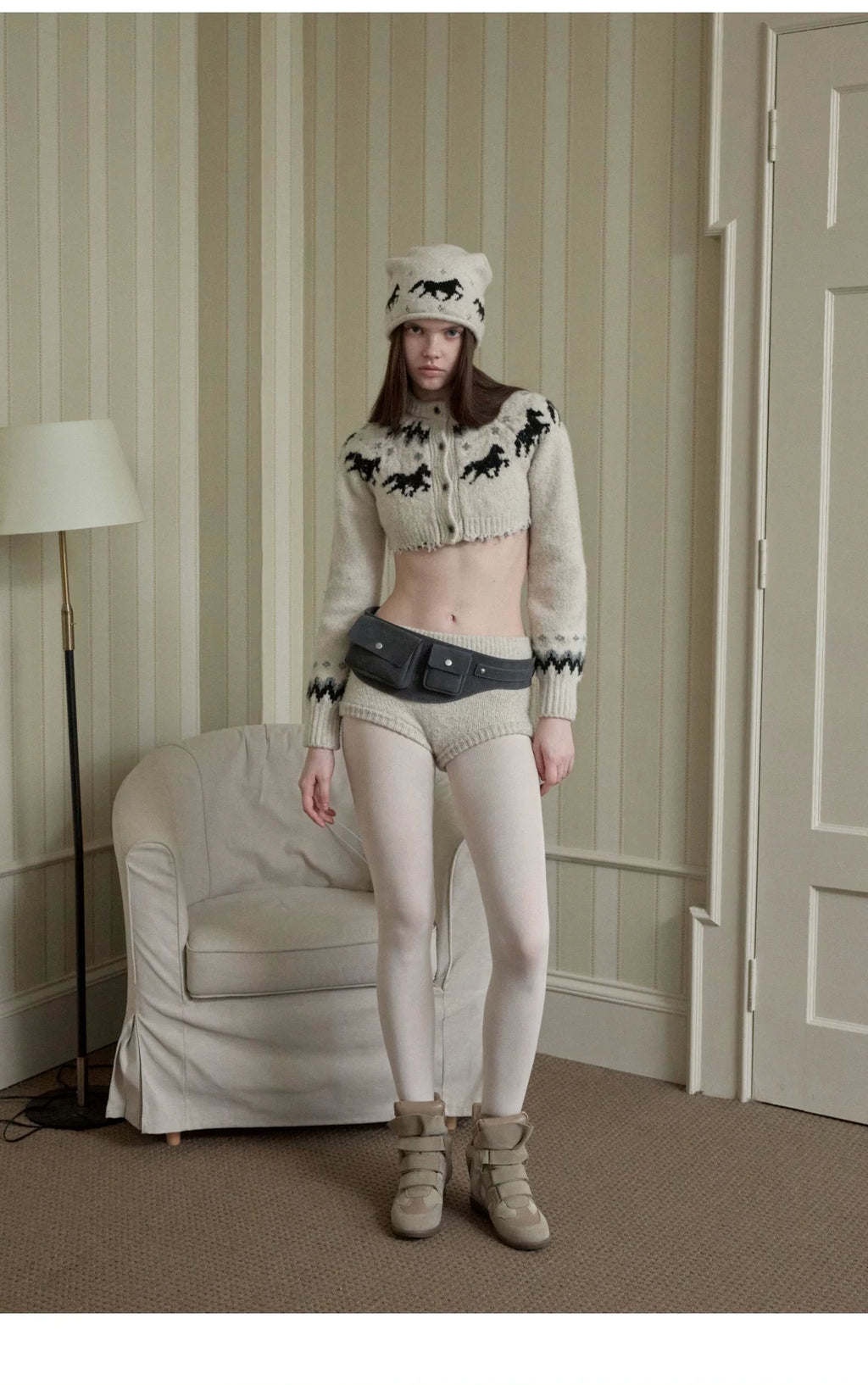 FAIR ISLE PONY JACQUARD SLOUCH BEANIE – 3colors