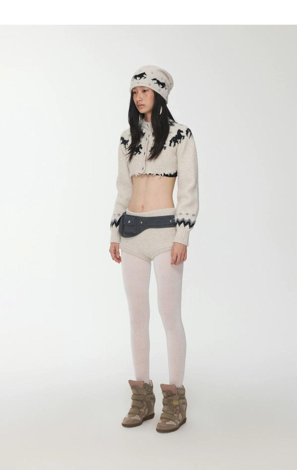 FAIR ISLE PONY JACQUARD SLOUCH BEANIE – 3colors