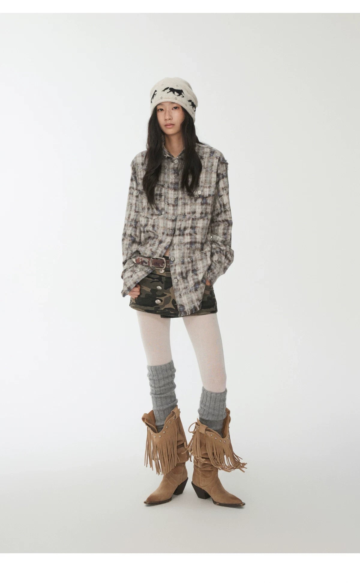 FAIR ISLE PONY JACQUARD SLOUCH BEANIE – 3colors