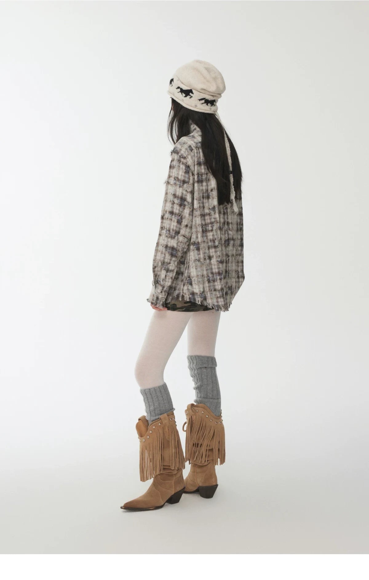 FAIR ISLE PONY JACQUARD SLOUCH BEANIE – 3colors