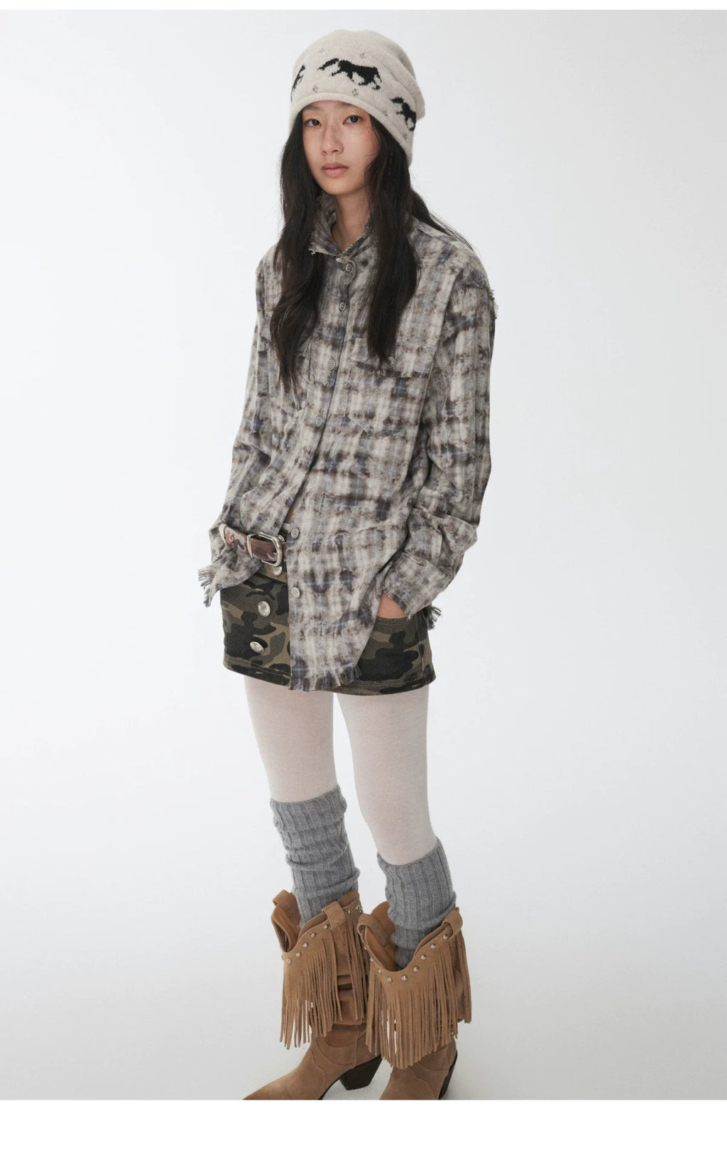 FAIR ISLE PONY JACQUARD SLOUCH BEANIE – 3colors