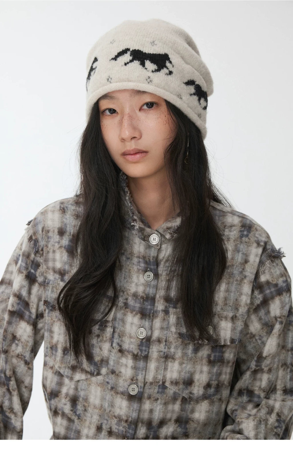 FAIR ISLE PONY JACQUARD SLOUCH BEANIE – 3colors