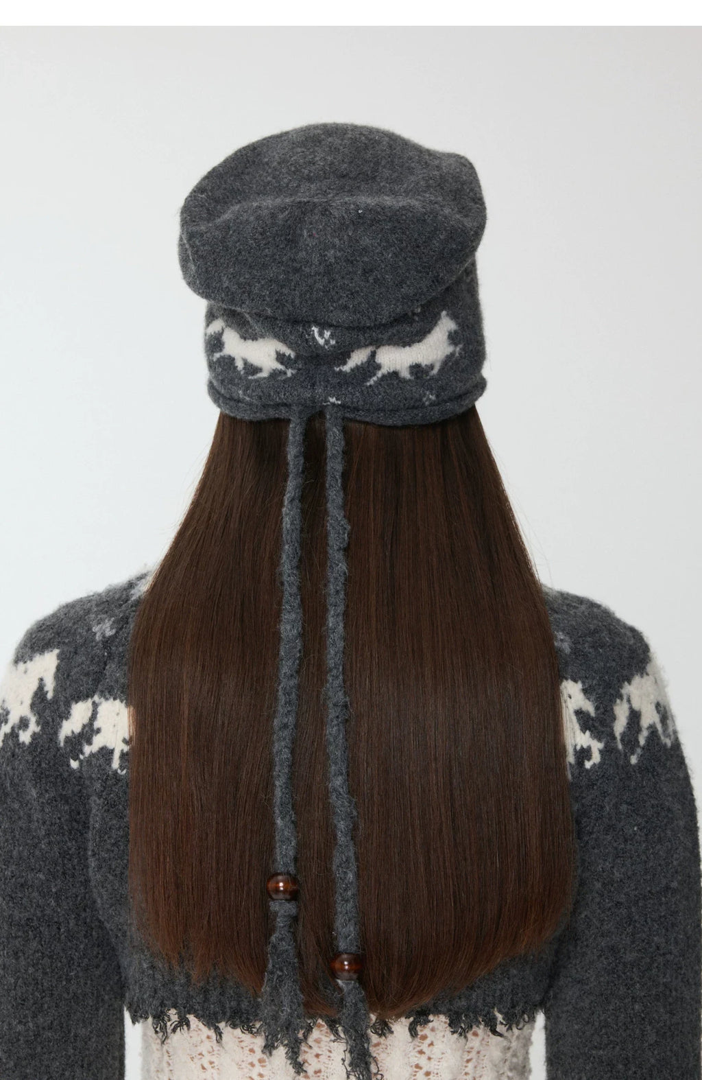 FAIR ISLE PONY JACQUARD SLOUCH BEANIE – 3colors