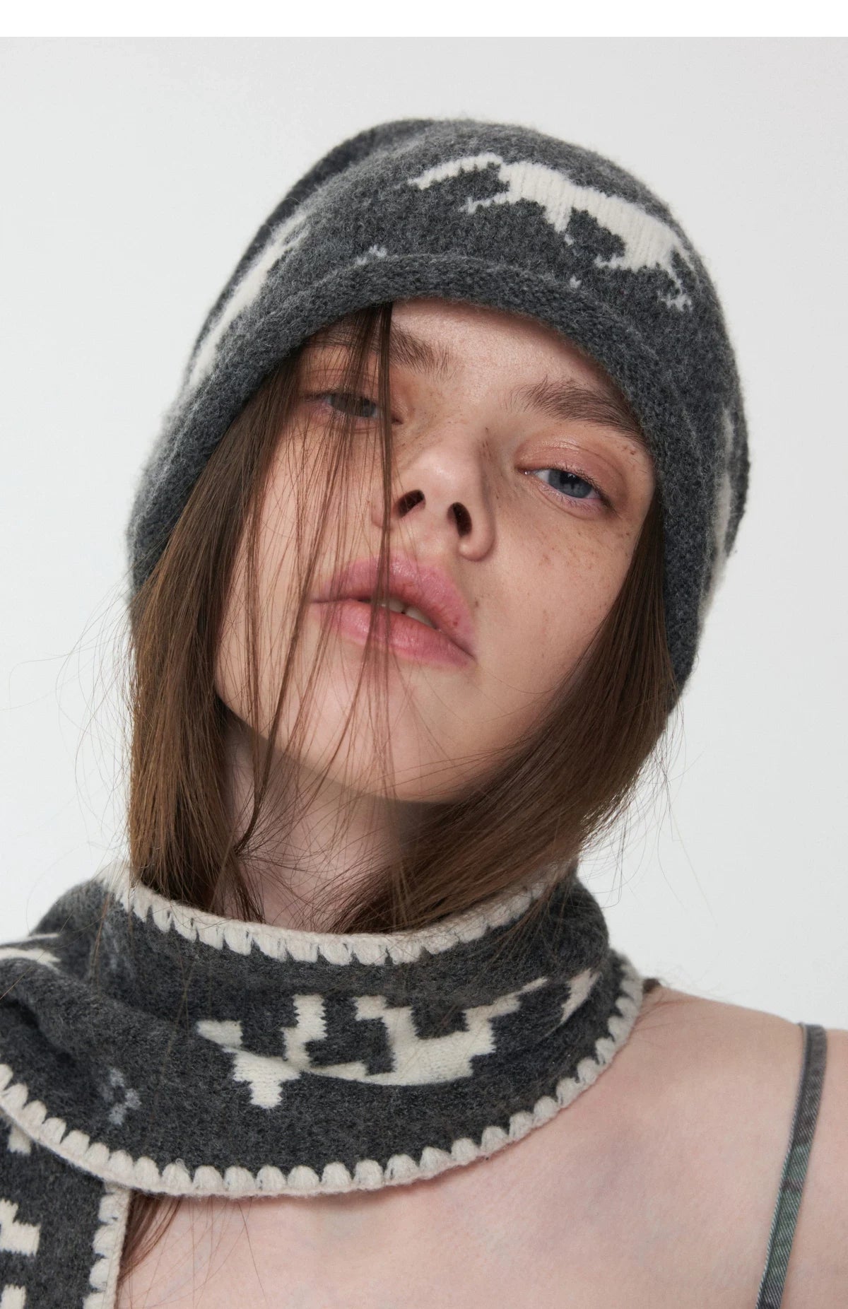 FAIR ISLE PONY JACQUARD SLOUCH BEANIE – 3colors