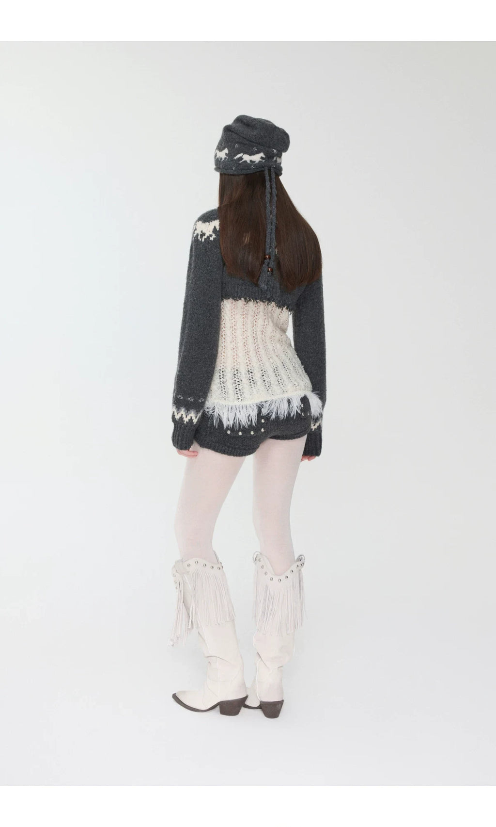 FAIR ISLE PONY JACQUARD SLOUCH BEANIE – 3colors