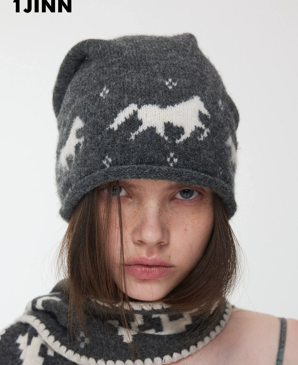 FAIR ISLE PONY JACQUARD SLOUCH BEANIE – 3colors