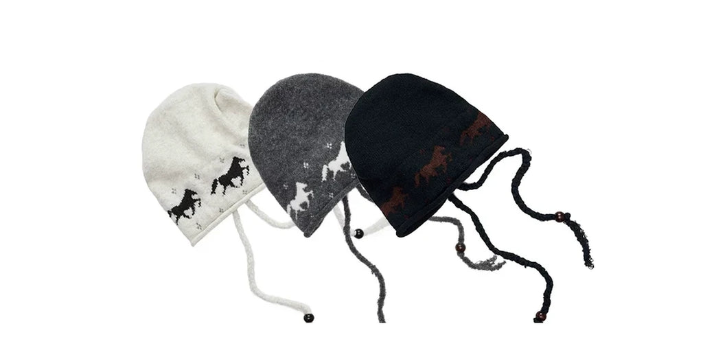 FAIR ISLE PONY JACQUARD SLOUCH BEANIE – 3colors