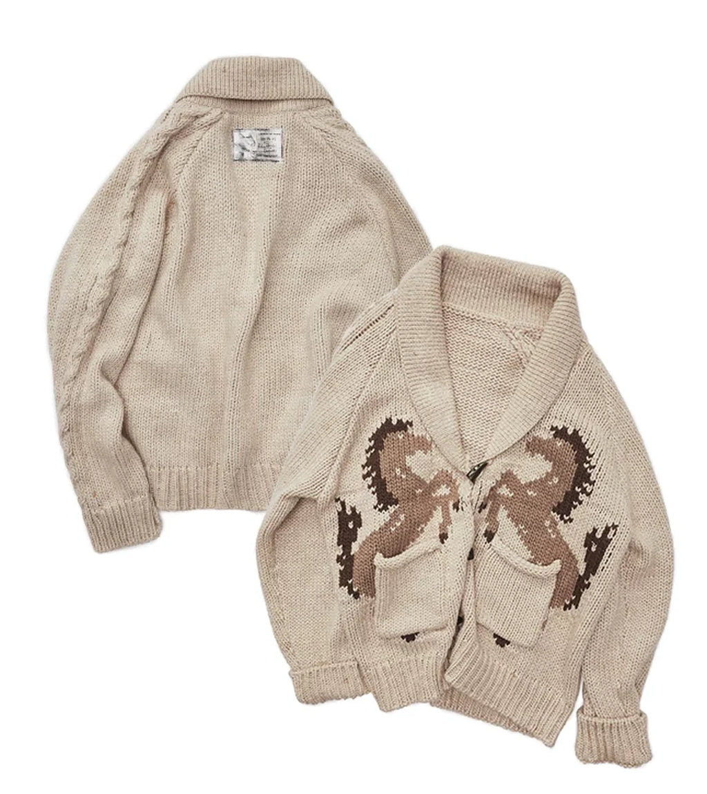 FAIR ISLE PONY JACQUARD TOGGLE CARDIGAN – 2colors