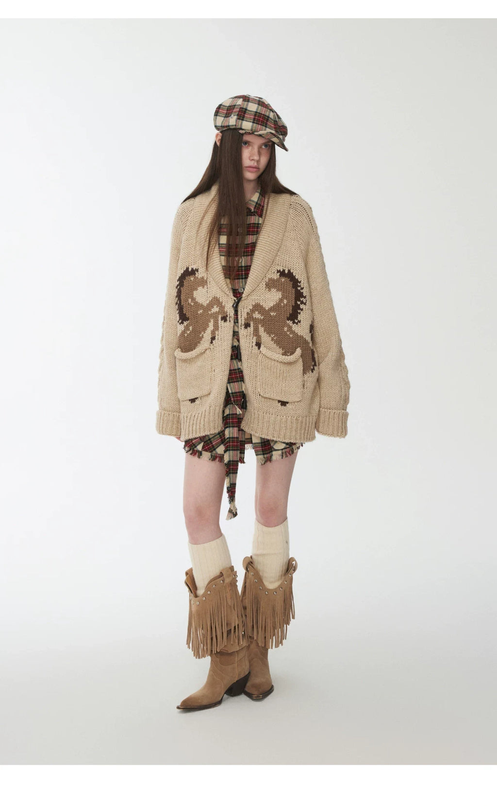 FAIR ISLE PONY JACQUARD TOGGLE CARDIGAN – 2colors