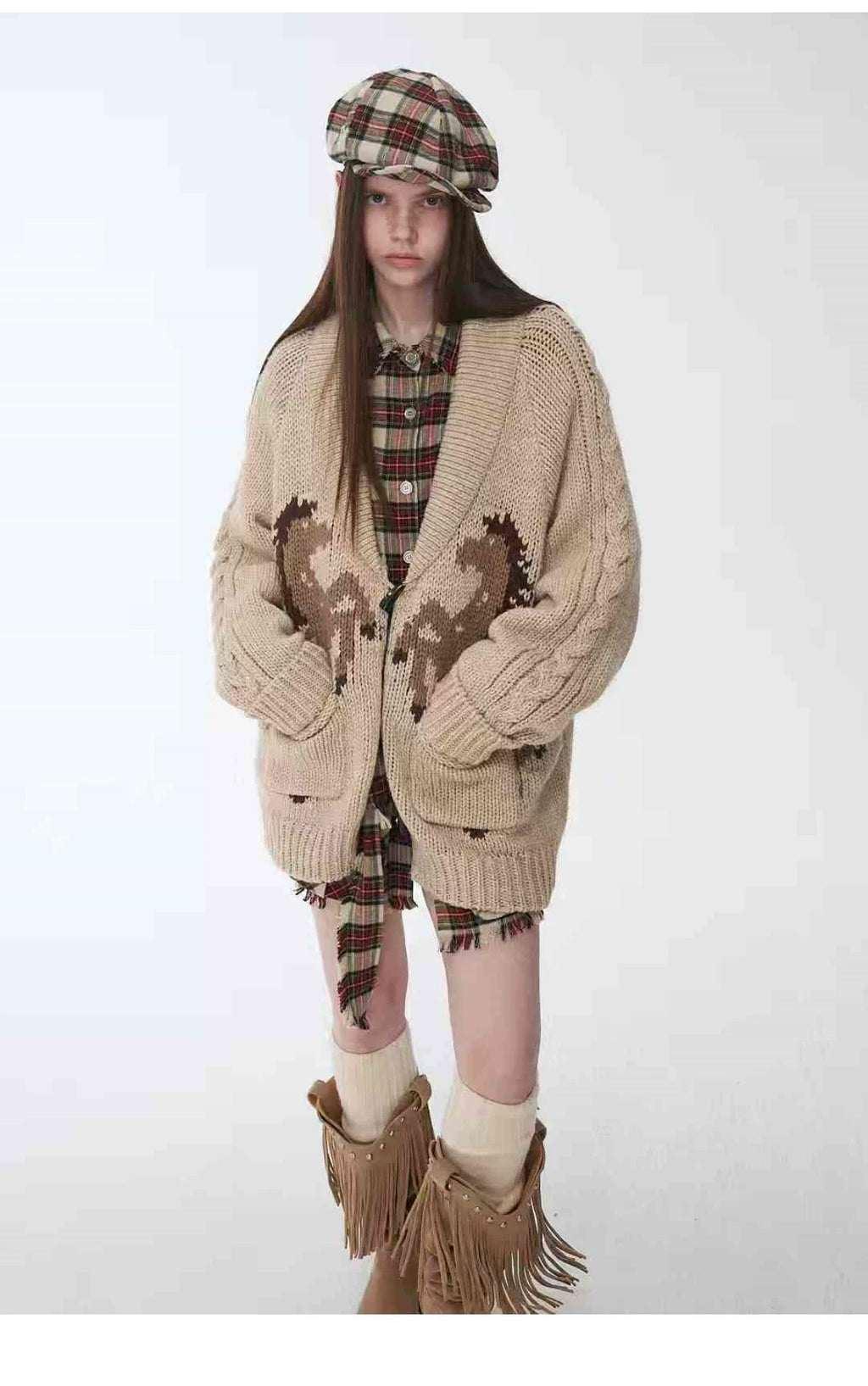 FAIR ISLE PONY JACQUARD TOGGLE CARDIGAN – 2colors