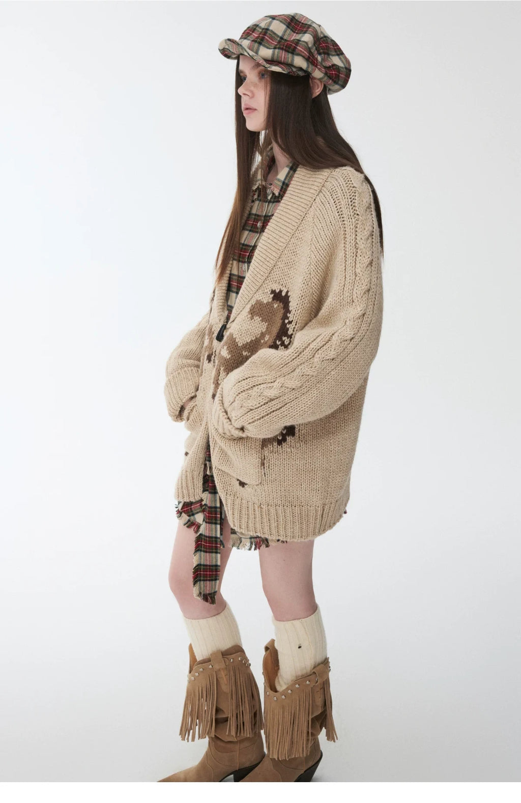 FAIR ISLE PONY JACQUARD TOGGLE CARDIGAN – 2colors