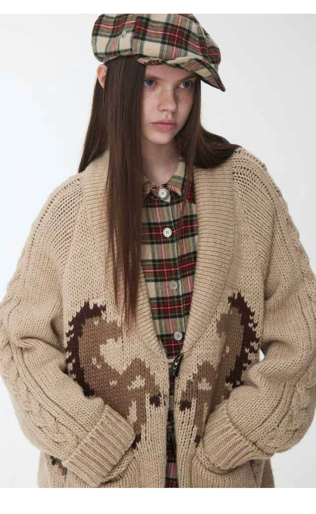 FAIR ISLE PONY JACQUARD TOGGLE CARDIGAN – 2colors