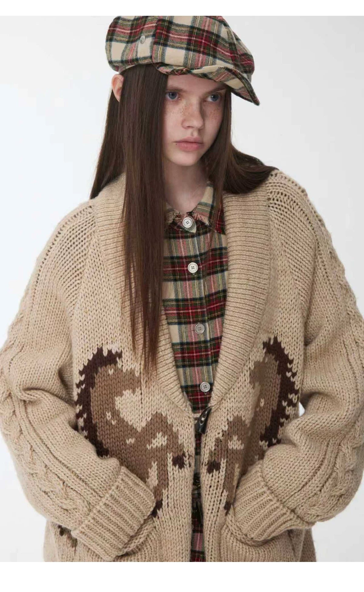 FAIR ISLE PONY JACQUARD TOGGLE CARDIGAN – 2colors