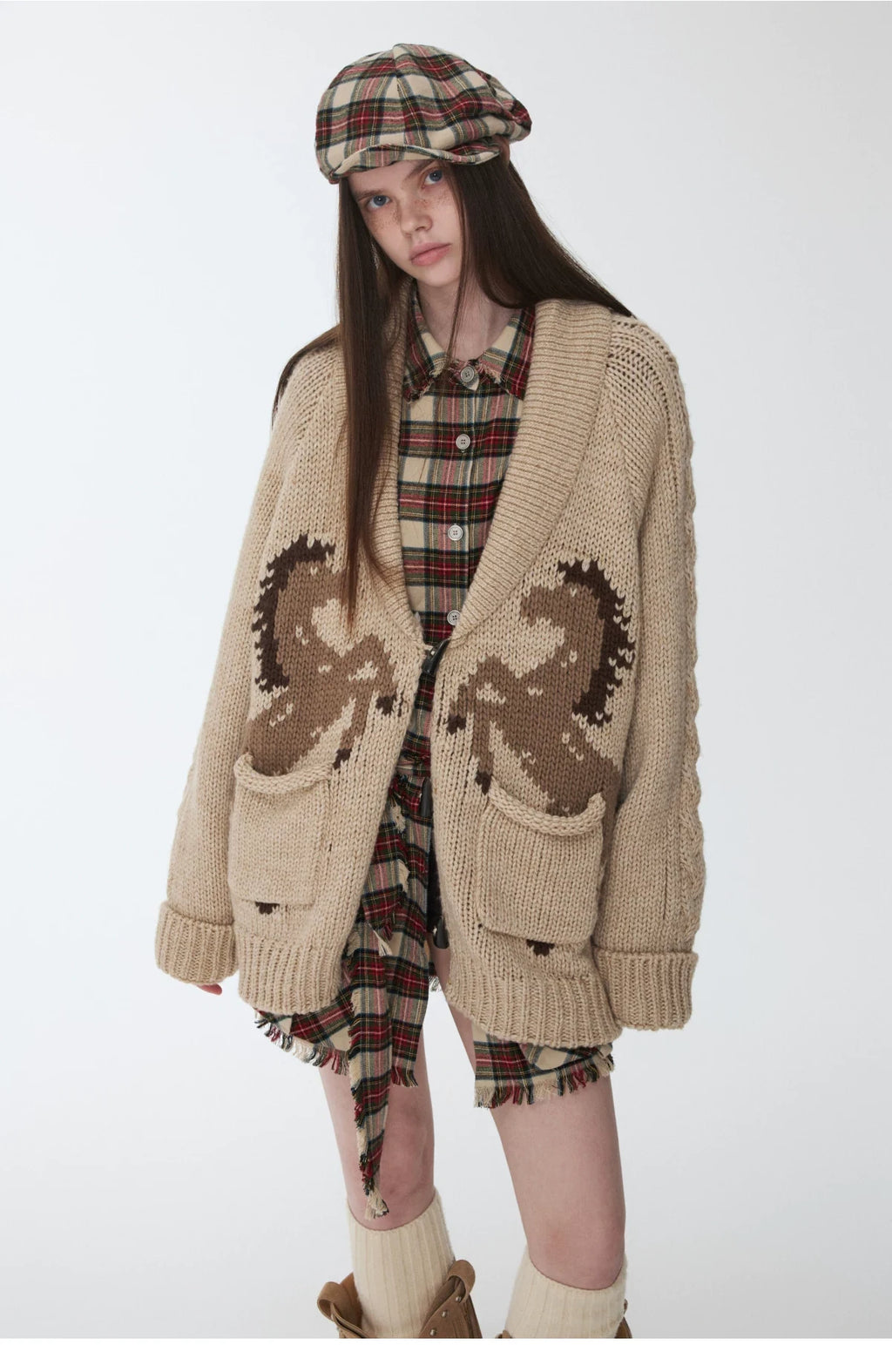 FAIR ISLE PONY JACQUARD TOGGLE CARDIGAN – 2colors