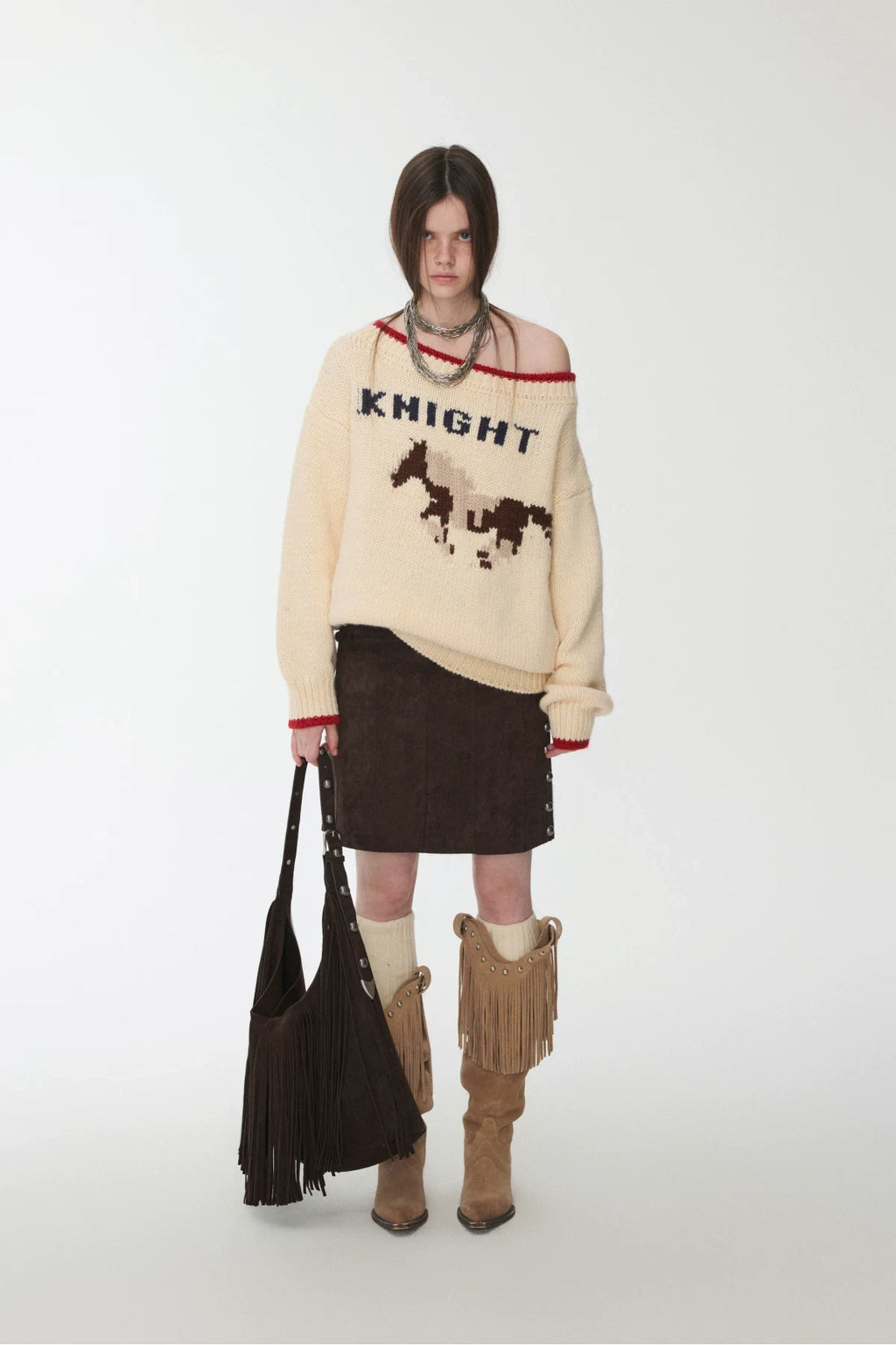 KNIGHT ICELANDIC WOOL OFF-SHOULDER SWEATER