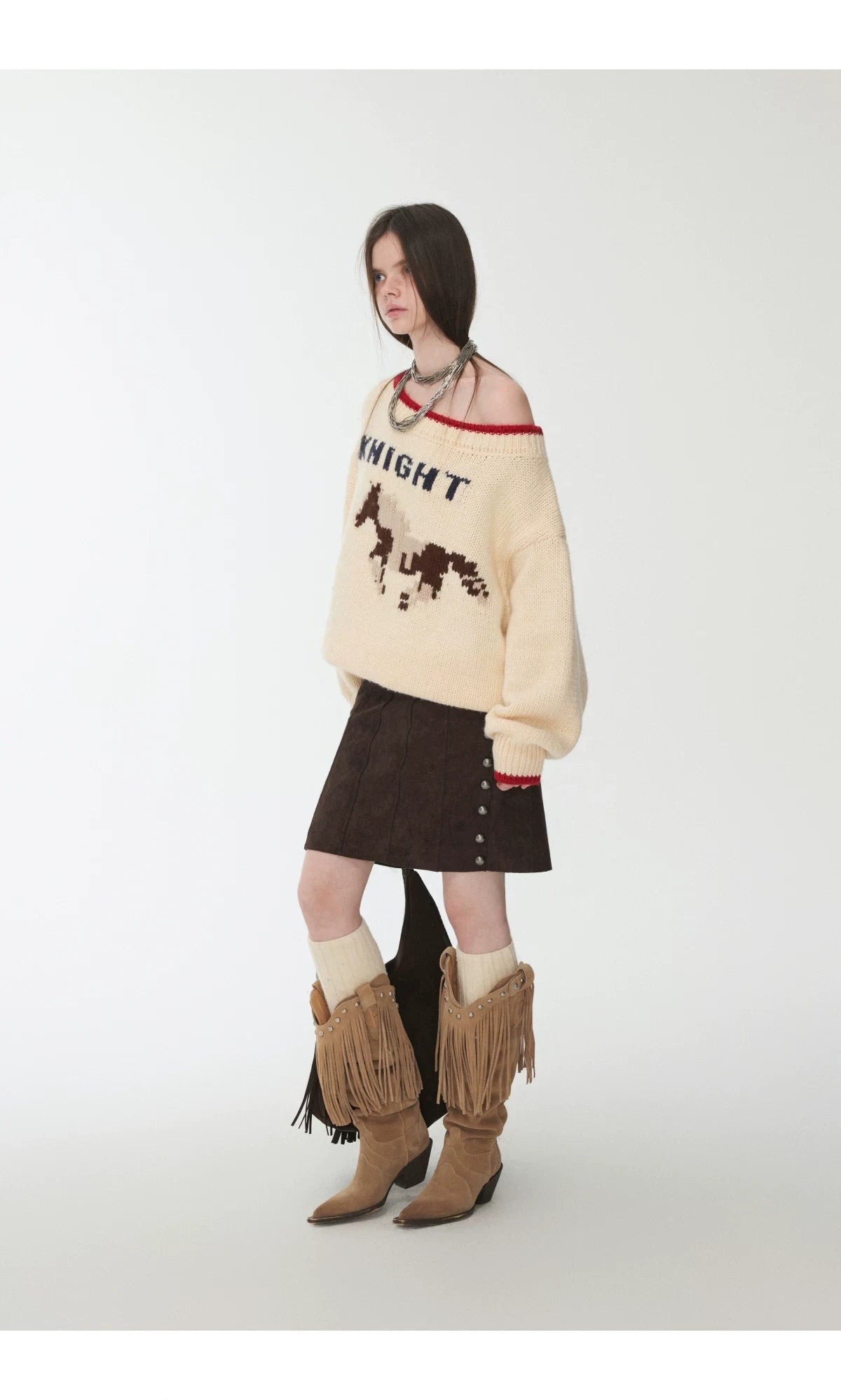 KNIGHT ICELANDIC WOOL OFF-SHOULDER SWEATER