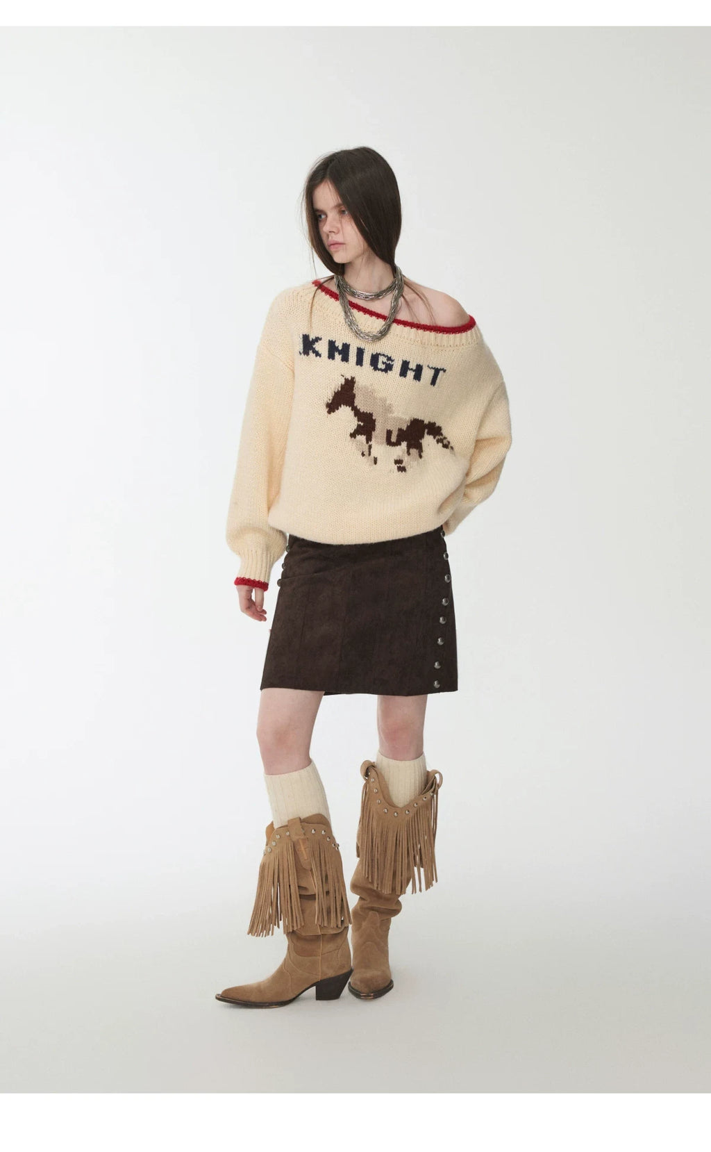 KNIGHT ICELANDIC WOOL OFF-SHOULDER SWEATER