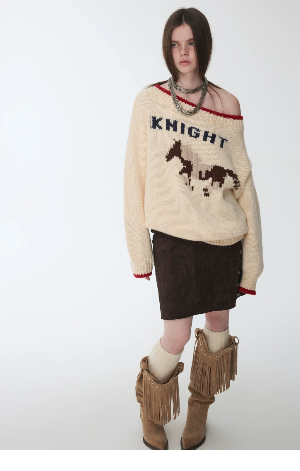 KNIGHT ICELANDIC WOOL OFF-SHOULDER SWEATER