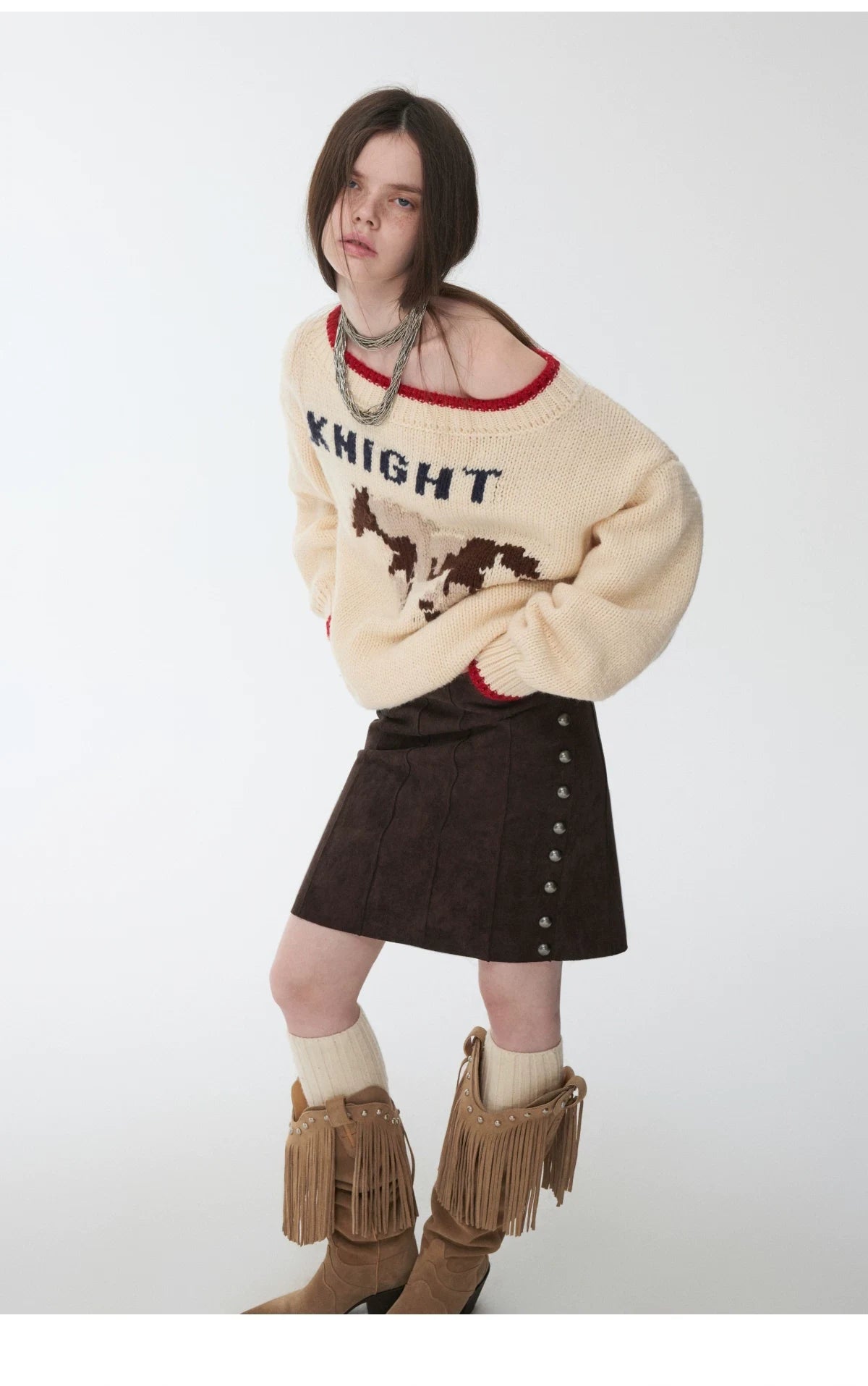 KNIGHT ICELANDIC WOOL OFF-SHOULDER SWEATER