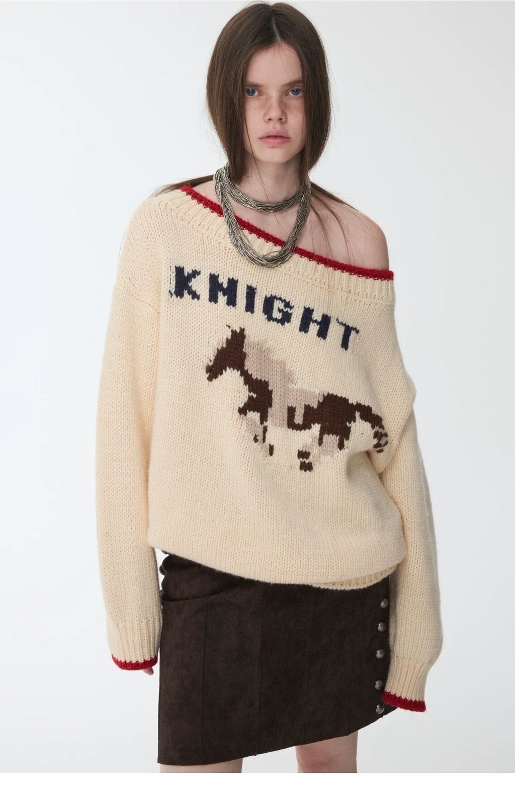 KNIGHT ICELANDIC WOOL OFF-SHOULDER SWEATER