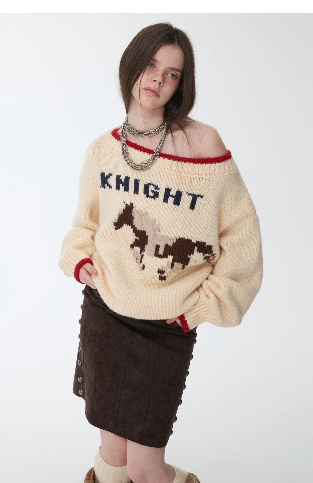 KNIGHT ICELANDIC WOOL OFF-SHOULDER SWEATER
