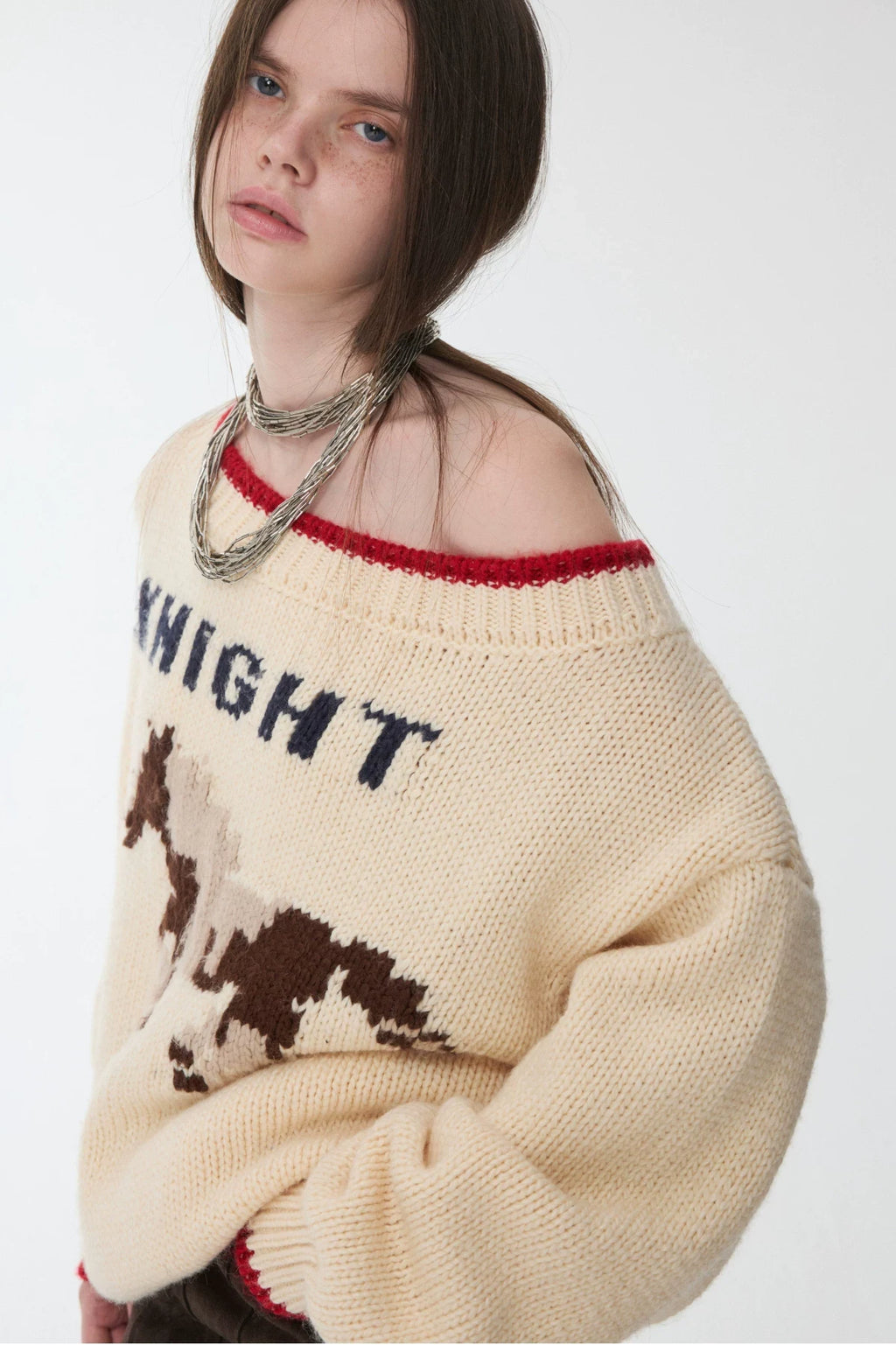 KNIGHT ICELANDIC WOOL OFF-SHOULDER SWEATER