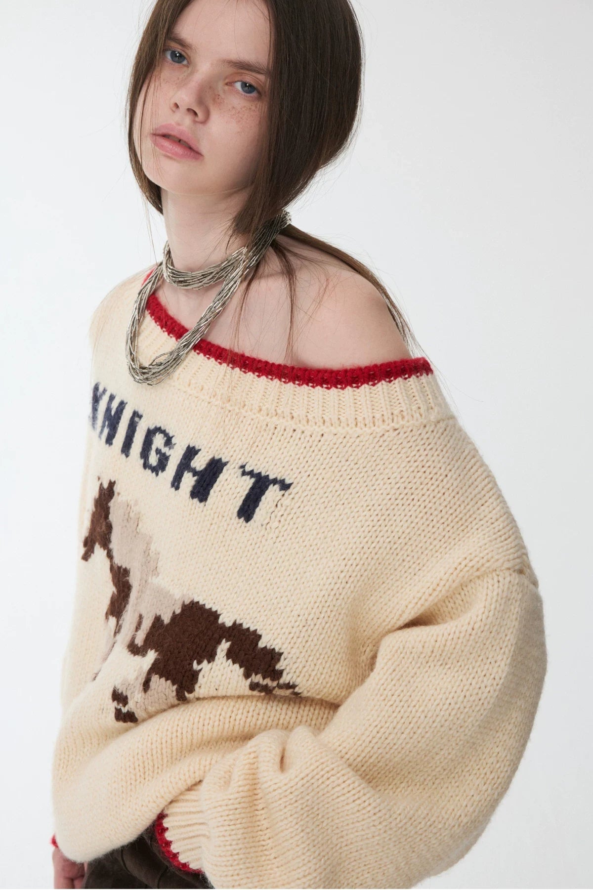 KNIGHT ICELANDIC WOOL OFF-SHOULDER SWEATER