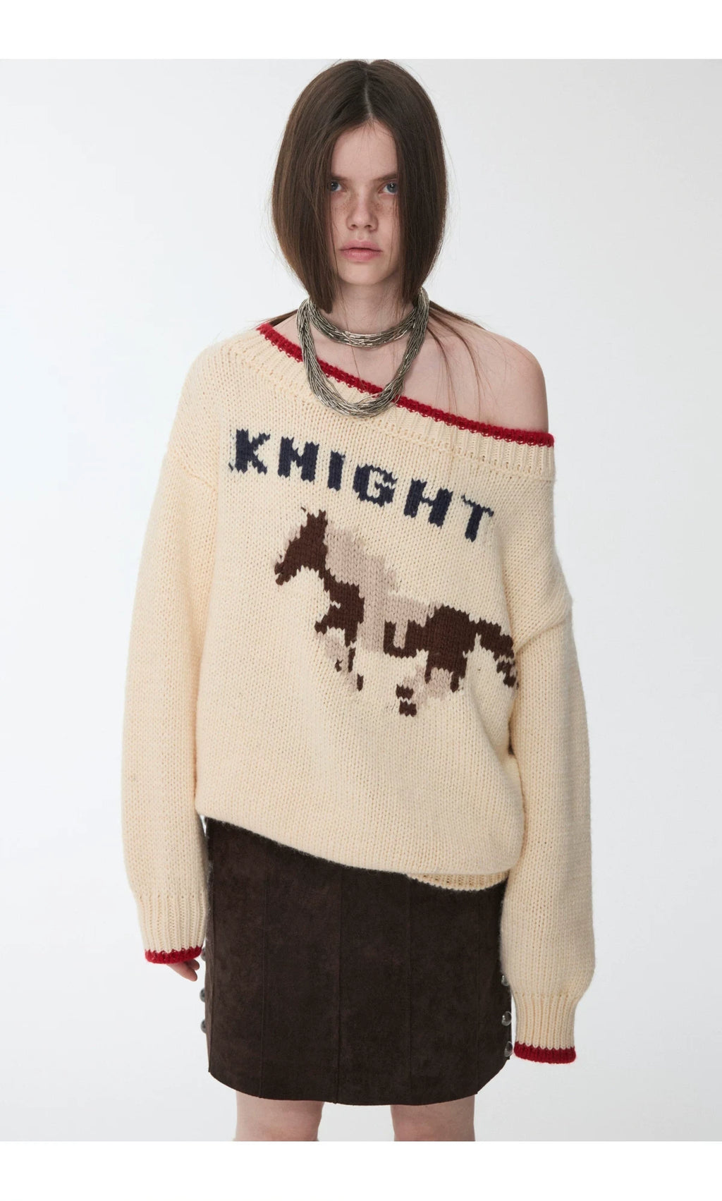 KNIGHT ICELANDIC WOOL OFF-SHOULDER SWEATER