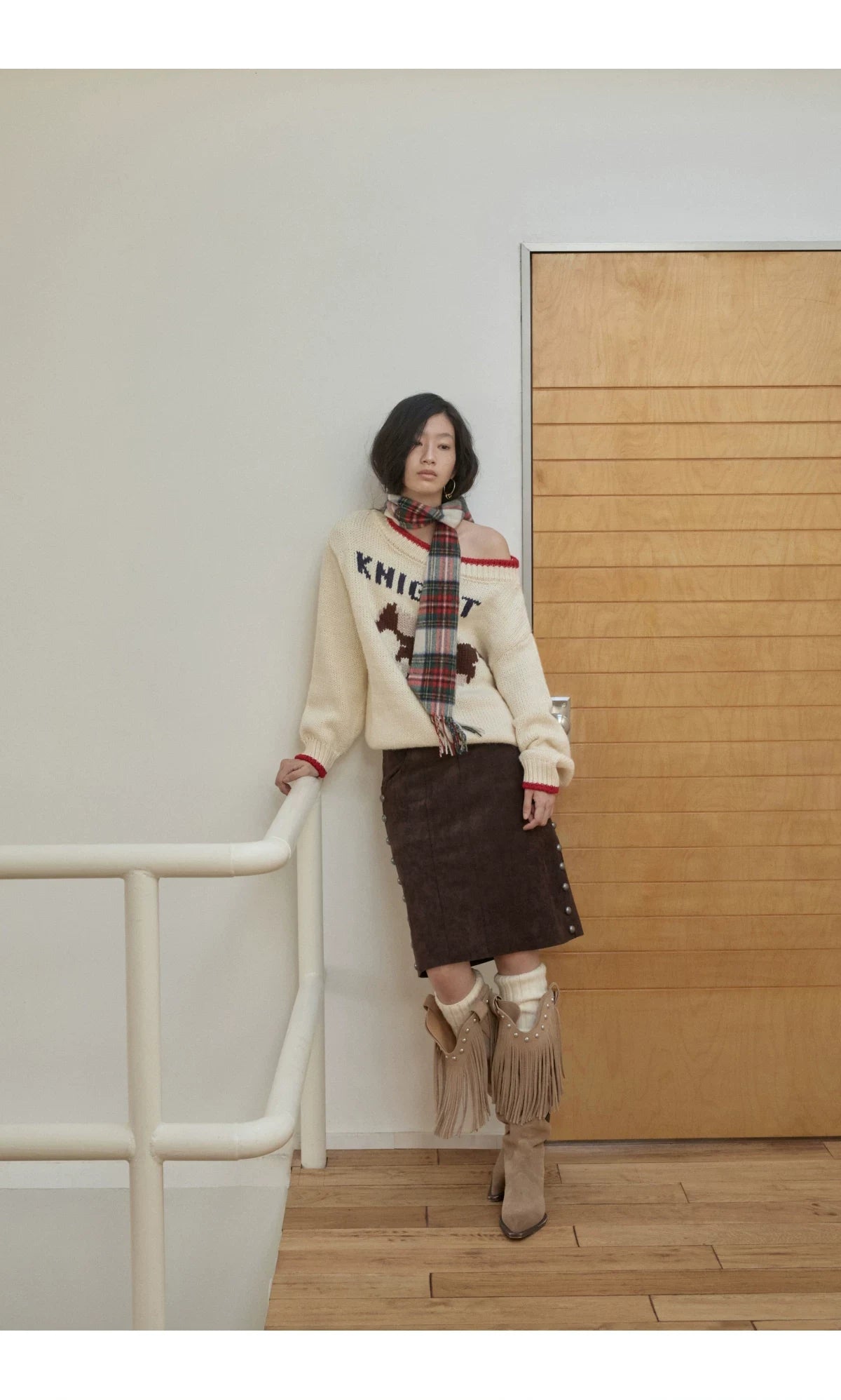 KNIGHT ICELANDIC WOOL OFF-SHOULDER SWEATER