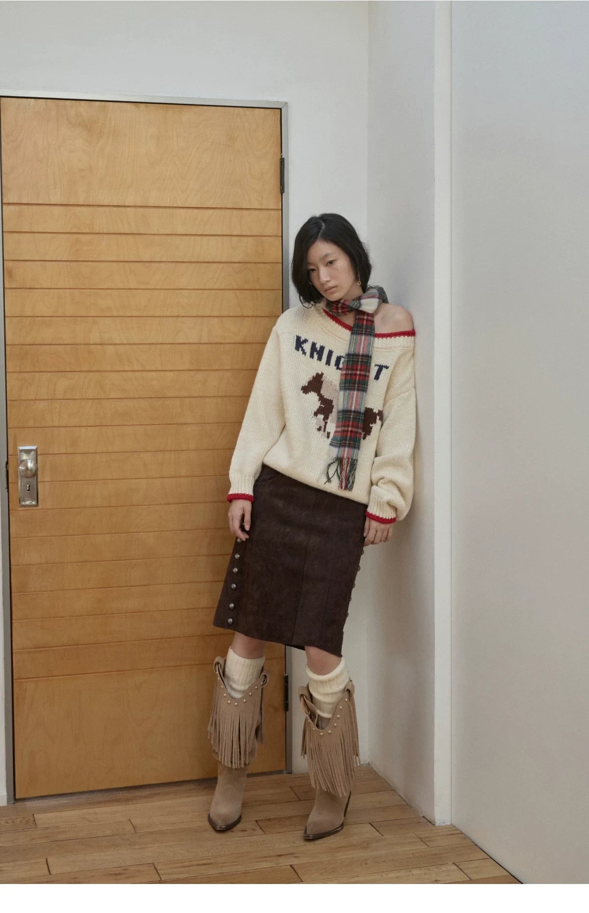 KNIGHT ICELANDIC WOOL OFF-SHOULDER SWEATER