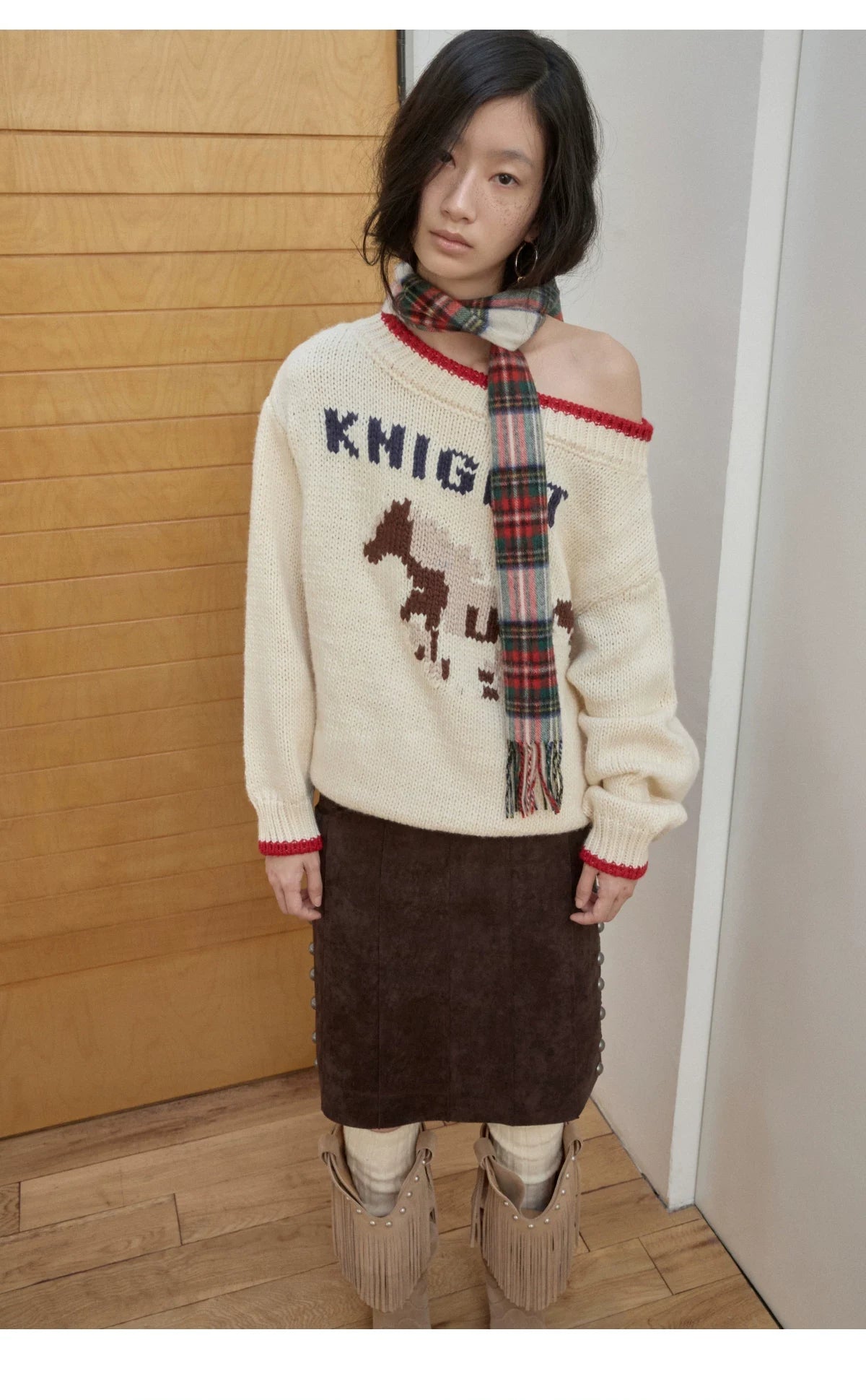 KNIGHT ICELANDIC WOOL OFF-SHOULDER SWEATER