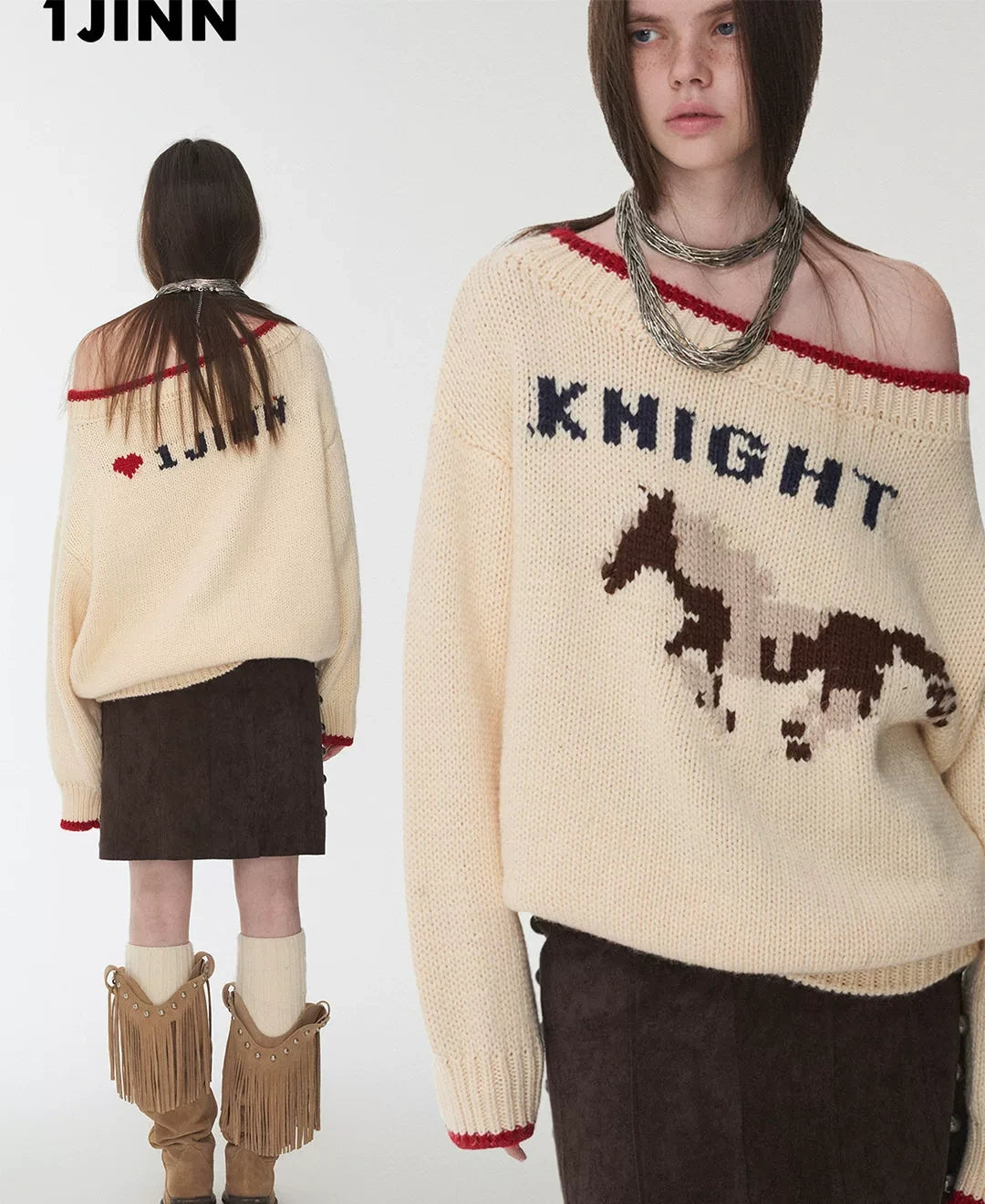 KNIGHT ICELANDIC WOOL OFF-SHOULDER SWEATER