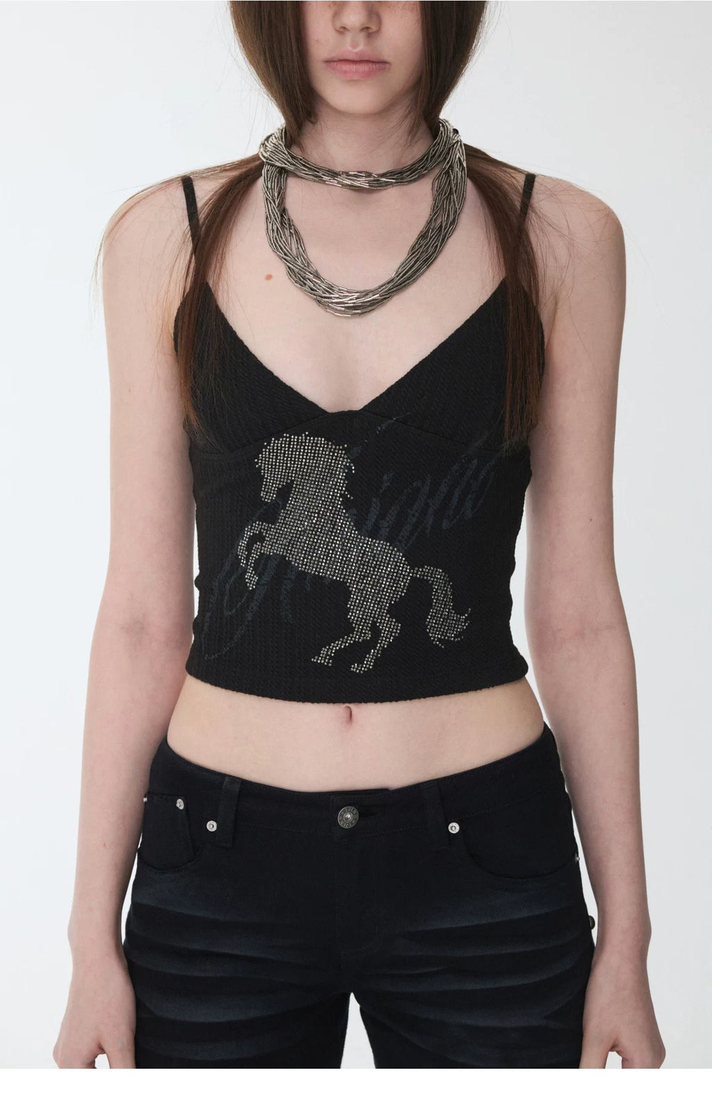 KNIGHT RHINESTONE CABLE-KNIT CAMI – 3colors
