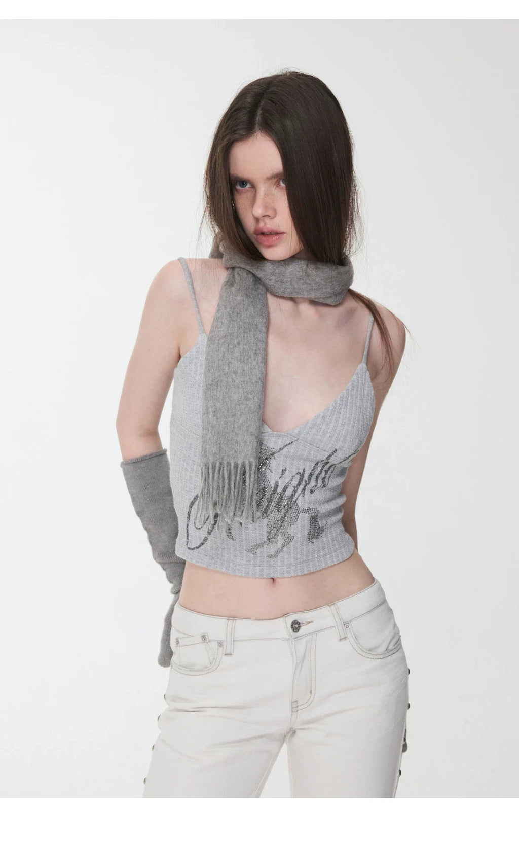KNIGHT RHINESTONE CABLE-KNIT CAMI – 3colors