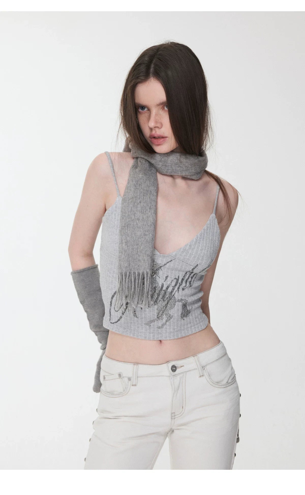 KNIGHT RHINESTONE CABLE-KNIT CAMI – 3colors