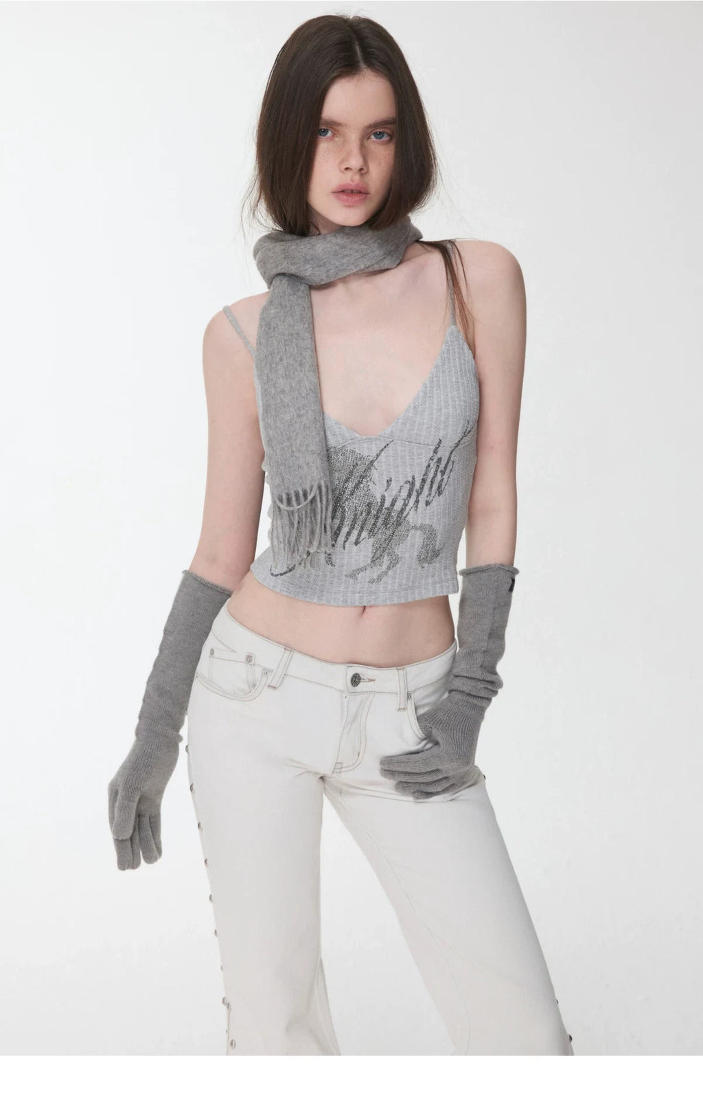 KNIGHT RHINESTONE CABLE-KNIT CAMI – 3colors