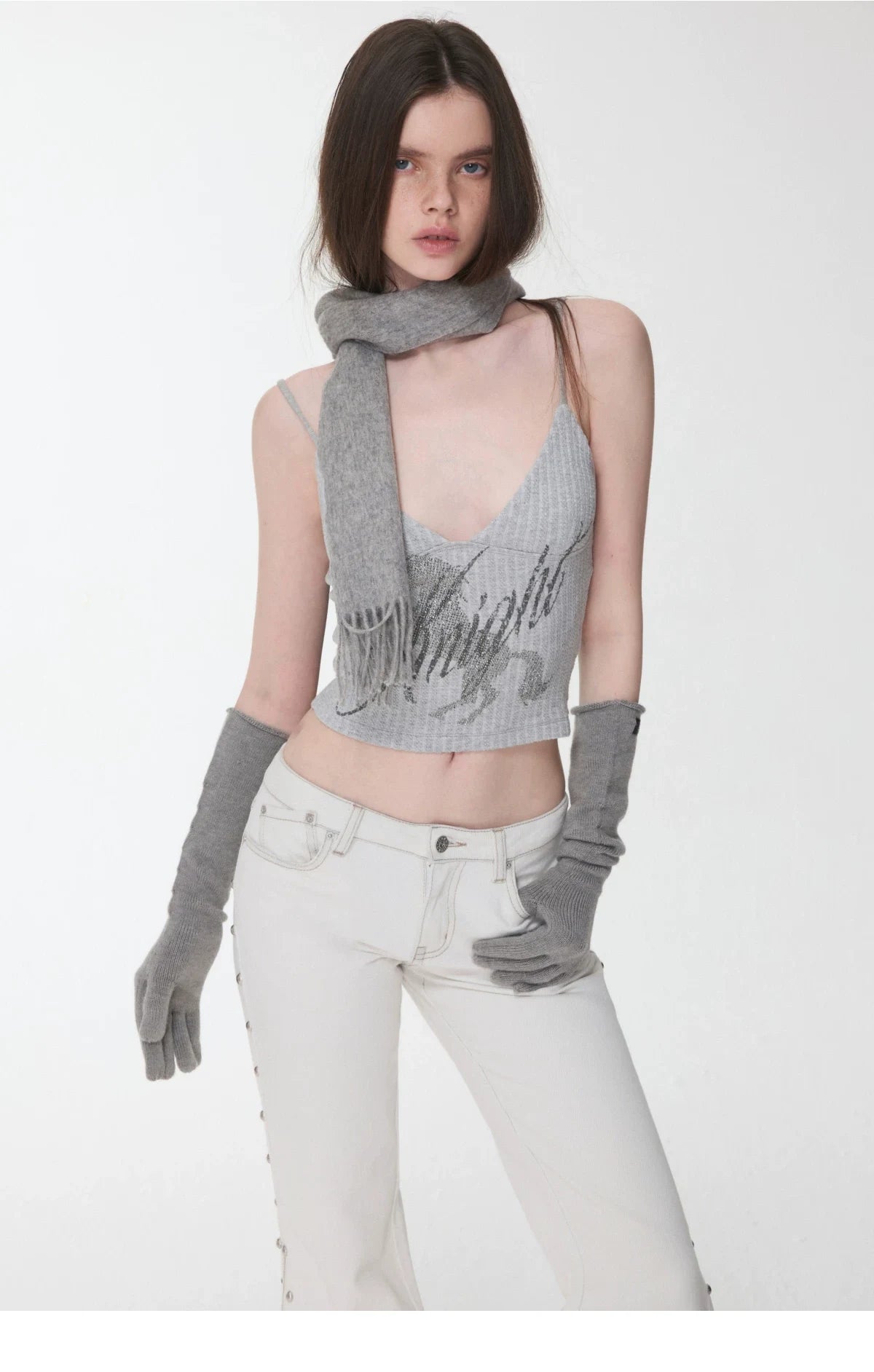 KNIGHT RHINESTONE CABLE-KNIT CAMI – 3colors