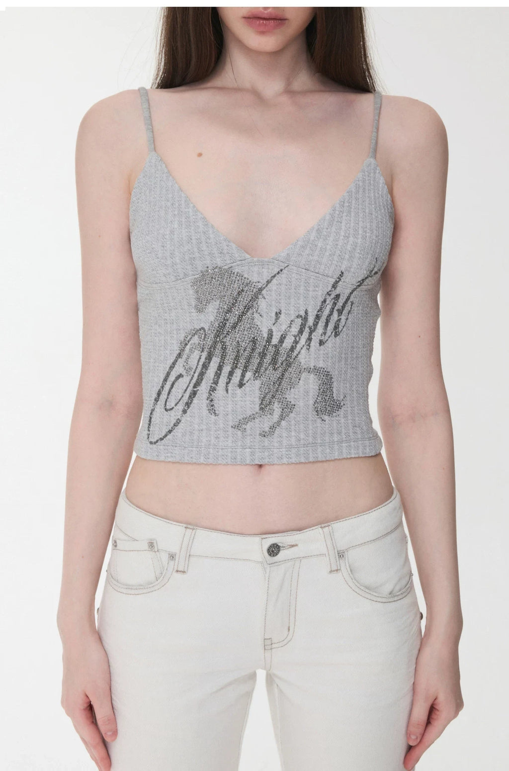 KNIGHT RHINESTONE CABLE-KNIT CAMI – 3colors