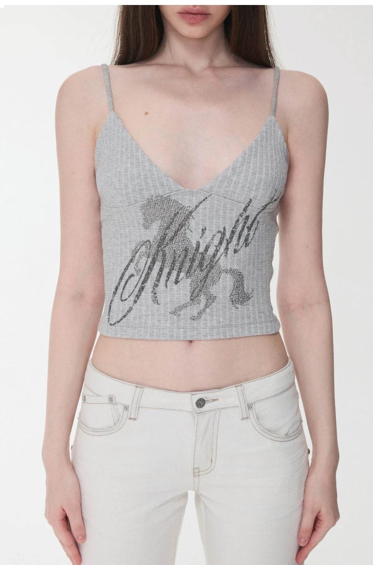 KNIGHT RHINESTONE CABLE-KNIT CAMI – 3colors
